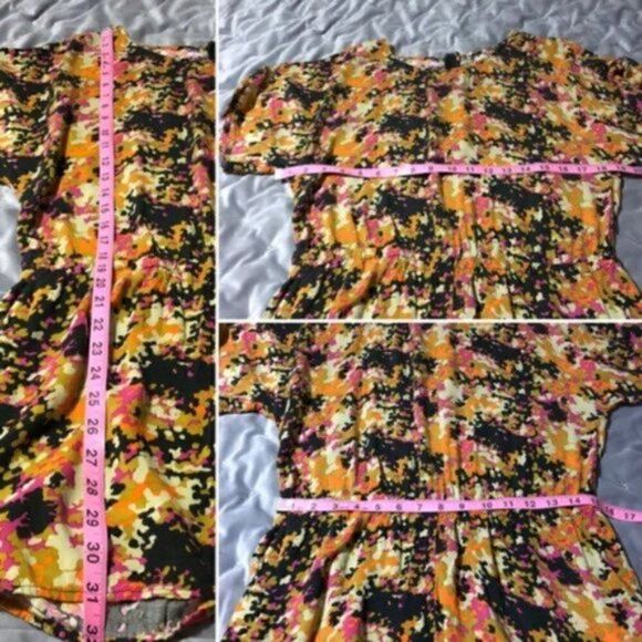 Fossil Abstract Colorful Romper Shorts Orange Tan Pink S - Picture 11 of 11